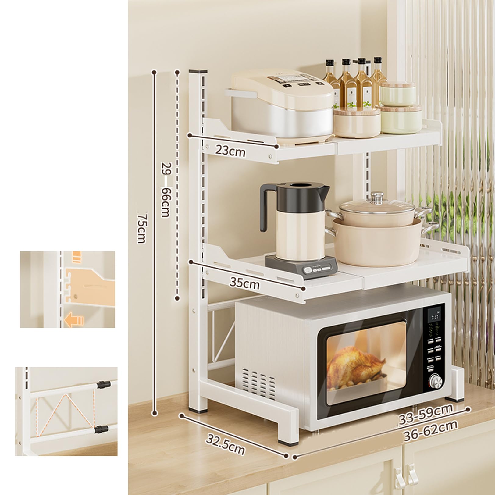 Amazon｜CZLZY レンジラック 伸縮 カラー5 卓上 キッチンラック レンジ